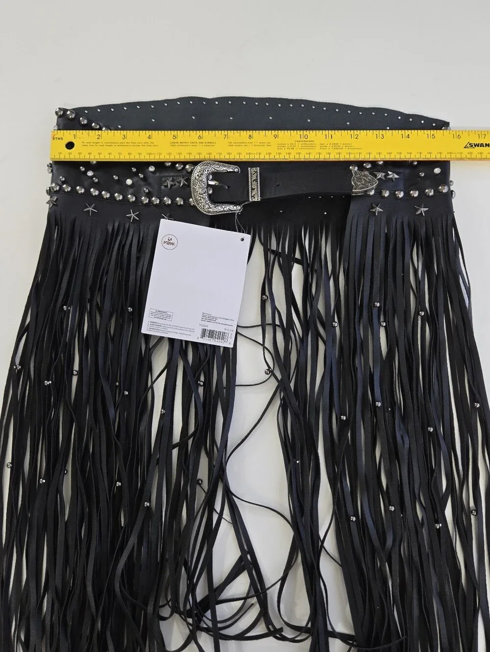 Western Fringe Belt Black Studded Cowgirl Costume Accessory Goth Festival OS